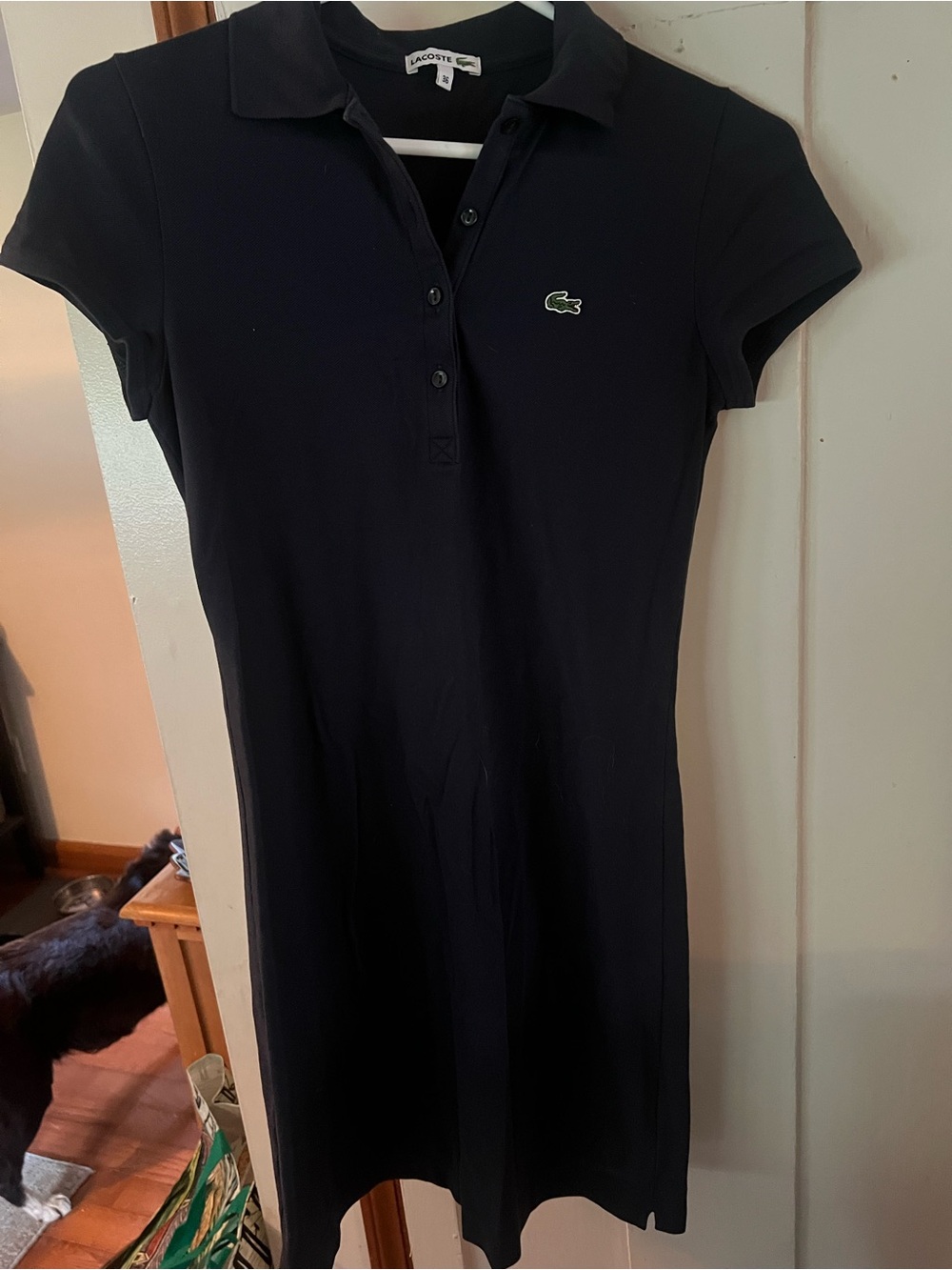 Lacoste Navy Blue Polo Shirt Dress with Green Crocodile Logo size 36